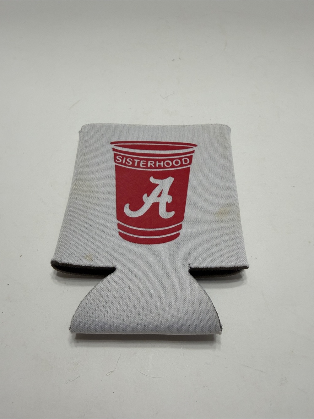Gray Can Cooler Alabama Crimson Tide with Red 'Sisterhood' Cup Graphic